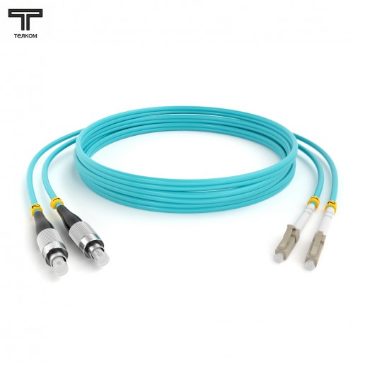 ТЕЛКОМ ШОС-2x3.0-2FC/U-2LC/U-MM503-2м-LSZH-AQ Шнур оптический duplex FC/UPC-LC/UPC 50/125 OM3 (10Gb) многомодовый MM (3.0мм) LSZH, цвет аквамарин, длина 2м
