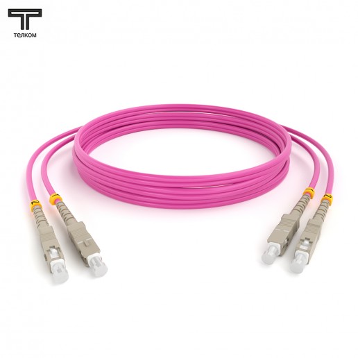 ТЕЛКОМ ШОС-2х3.0-2SC/U-2SC/U-MM504-1.5м-LSZH-MG Шнур оптический duplex SC/UPC-SC/UPC 50/125 OM4 (40Gb) многомодовый MM (3.0мм) LSZH, цвет маджента, длина 1,5м