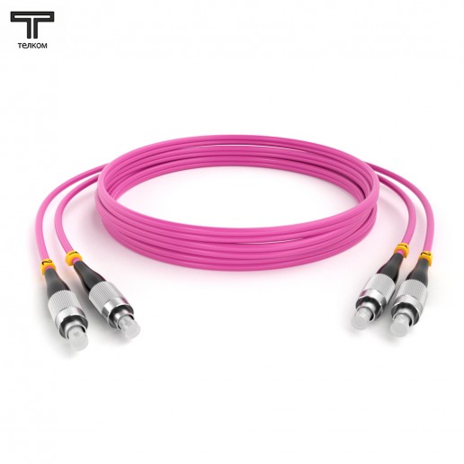 ТЕЛКОМ ШОС-2х3.0-2FC/U-2FC/U-MM504-1м-LSZH-MG Шнур оптический duplex FC/UPC-FC/UPC 50/125 OM4 (40Gb) многомодовый MM (3.0мм) LSZH, цвет маджента, длина 1м