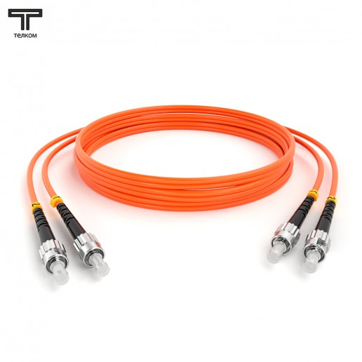 ТЕЛКОМ ШОС-2х3.0-2ST/U-2ST/U-MM50-15м-LSZH-OR Шнур оптический duplex ST/UPC-ST/UPC 50/125 OM2 многомодовый MM (3.0мм) LSZH, длина 15м
