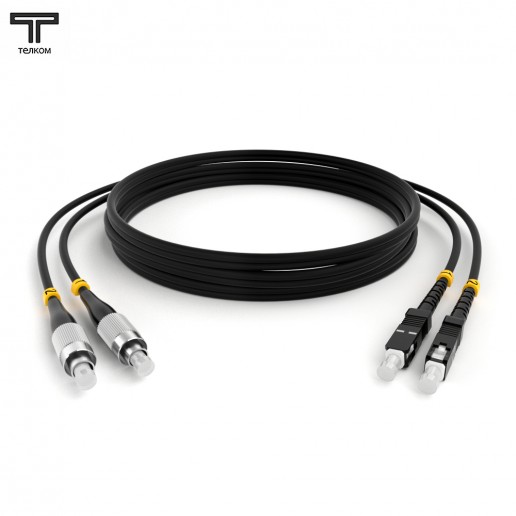 ТЕЛКОМ ШОС-2х3.0-2FC/U-2SC/U-MM504-50м-LSZH-BK Шнур оптический duplex FC/UPC-SC/UPC 50/125 OM4 (40Gb) многомодовый MM (3.0мм) LSZH, цвет черный, длина 50м