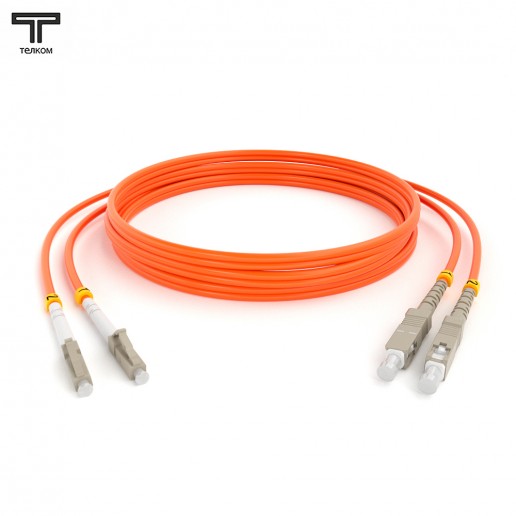 ТЕЛКОМ ШОС-2х3.0-2LC/U-2SC/U-MM50-60м-LSZH-OR Шнур оптический duplex LC/UPC-SC/UPC 50/125 OM2 многомодовый MM (3.0мм) LSZH, длина 60м