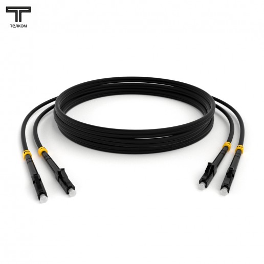 ТЕЛКОМ ШОС-2х3.0-2LC/U-2LC/U-MM503-0.5м-LSZH-BK Шнур оптический duplex LC/UPC-LC/UPC 50/125 OM3 (10Gb) многомодовый MM (3.0мм) LSZH, цвет черный, длина 0,5м