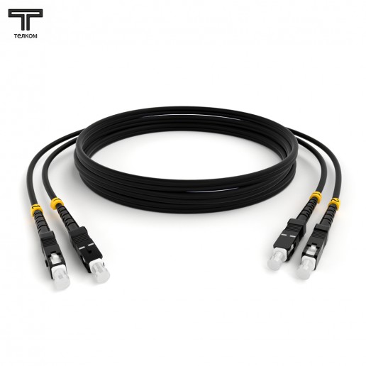 ТЕЛКОМ ШОС-2х3.0-2SC/U-2SC/U-MM503-25м-LSZH-BK Шнур оптический duplex SC/UPC-SC/UPC 50/125 OM3 (10Gb) многомодовый MM (3.0мм) LSZH, цвет черный, длина 25м