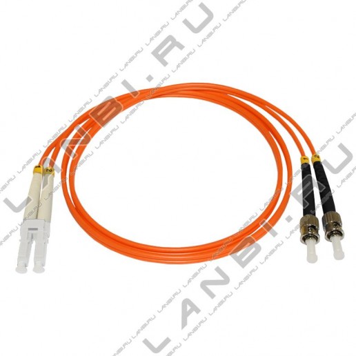 ТЕЛКОМ ШОС-2х3.0-2LC/U-2ST/U-MM50-100м-LSZH-OR Шнур оптический duplex LC/UPC-ST/UPC 50/125 OM2 многомодовый MM (3.0мм) LSZH, длина 100м