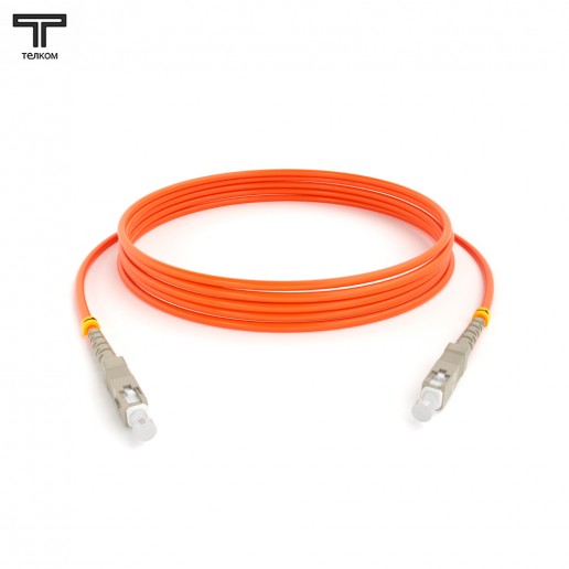 ТЕЛКОМ ШОС-3.0-SC/U-SC/U-MM50-5м-LSZH-OR Шнур оптический simplex SC/UPC-SC/UPC 50/125 OM2 многомодовый MM (3.0мм) LSZH, длина 5м