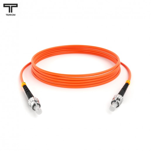 ТЕЛКОМ ШОС-3.0-ST/U-ST/U-MM50-2м-LSZH-OR Шнур оптический simplex ST/UPC-ST/UPC 50/125 OM2 многомодовый MM (3.0мм) LSZH, длина 2м