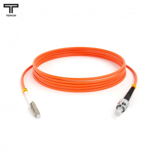ТЕЛКОМ ШОС-3.0-LC/U-ST/U-MM50-1.5м-LSZH-OR Шнур оптический simplex LC/UPC-ST/UPC 50/125 OM2 многомодовый MM (3.0мм) LSZH, длина 1,5м