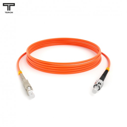 ТЕЛКОМ ШОС-3.0-SC/U-ST/U-MM50-2м-LSZH-OR Шнур оптический simplex SC/UPC-ST/UPC 50/125 OM2 многомодовый MM (3.0мм) LSZH, длина 2м