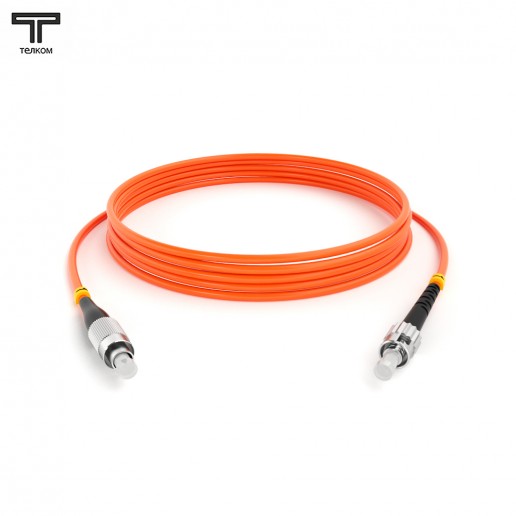 ТЕЛКОМ ШОС-3.0-FC/U-ST/U-MM50-12м-LSZH-OR Шнур оптический simplex FC/UPC-ST/UPC 50/125 OM2 многомодовый MM (3.0мм) LSZH, длина 12м
