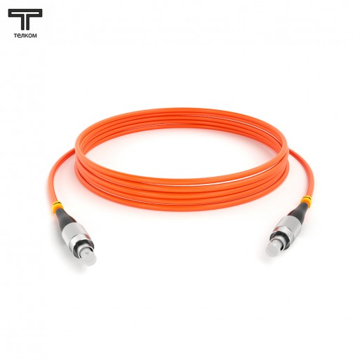 ТЕЛКОМ ШОС-3.0-FC/U-FC/U-MM50-12м-LSZH-OR Шнур оптический simplex FC/UPC-FC/UPC 50/125 OM2 многомодовый MM (3.0мм) LSZH, длина 12м