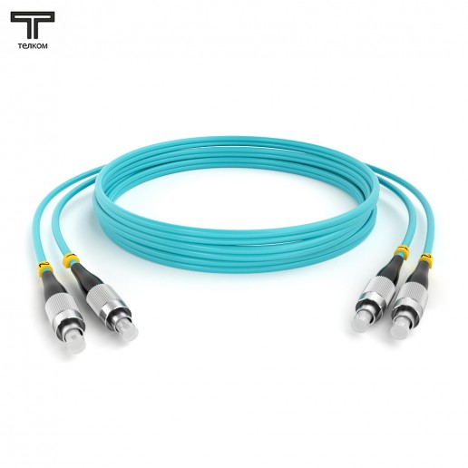 ТЕЛКОМ ШОС-2х3.0-2FC/U-2FC/U-MM503-60м-LSZH-AQ Шнур оптический duplex FC/UPC-FC/UPC 50/125 OM3 (10Gb) многомодовый MM (3.0мм) LSZH, цвет аквамарин, длина 60м
