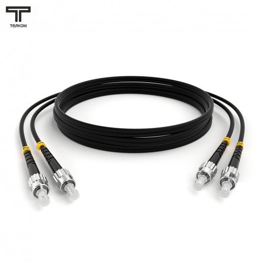 ТЕЛКОМ ШОС-2x3.0-2ST/U-2ST/U-SM-25м-LSZH-BK Шнур оптический duplex ST/UPC-ST/UPC 9/125 OS2 (G.652.D) одномодовый SM (3.0мм) LSZH, цвет черный, длина 25м
