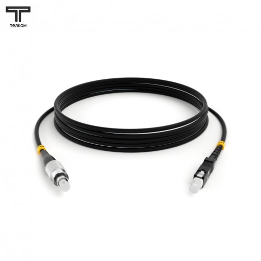 ТЕЛКОМ ШОС-3.0-FC/U-SC/U-SM-40м-LSZH-BK Шнур оптический simplex FC/UPC-SC/UPC 9/125 OS2 (G.652.D) одномодовый SM (3.0мм) LSZH, цвет черный, длина 40м