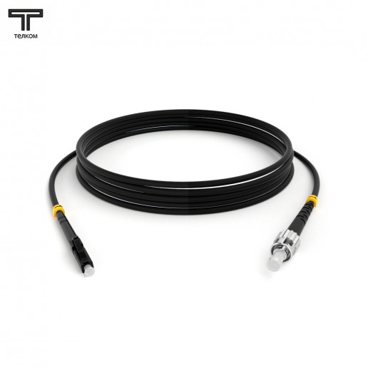 ТЕЛКОМ ШОС-3.0-LC/U-ST/U-SM-45м-LSZH-BK Шнур оптический simplex LC/UPC-ST/UPC 9/125 OS2 (G.652.D) одномодовый SM (3.0мм) LSZH, цвет черный, длина 45м