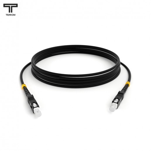 ТЕЛКОМ ШОС-3.0-SC/U-SC/U-SM-1.5м-LSZH-BK Шнур оптический simplex SC/UPC-SC/UPC 9/125 OS2 (G.652.D) одномодовый SM (3.0мм) LSZH, цвет черный, длина 1,5м