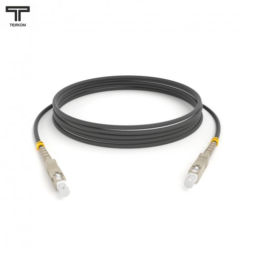 ТЕЛКОМ ШОС-3.0-SC/U-SC/U-MM62-45м-LSZH-GY Шнур оптический соединительный simplex SC-SC 62,5/125 OM1 многомодовый MM (3.0мм) LSZH, длина 45м