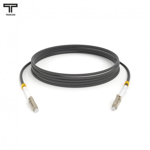 ТЕЛКОМ ШОС-3.0-LC/U-LC/U-MM62-7м-LSZH-GY Шнур оптический соединительный simplex LC-LC 62,5/125 OM1 многомодовый MM (3.0мм) LSZH, длина 7м