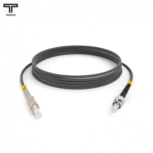 ТЕЛКОМ ШОС-3.0-SC/U-ST/U-MM62-20м-LSZH-GY Шнур оптический соединительный simplex SC-ST 62,5/125 OM1 многомодовый MM (3.0мм) LSZH, длина 20м
