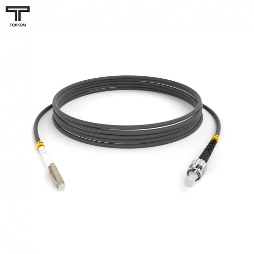 ТЕЛКОМ ШОС-3.0-LC/U-ST/U-MM62-4м-LSZH-GY Шнур оптический соединительный simplex LC-ST 62,5/125 OM1 многомодовый MM (3.0мм) LSZH, длина 4м