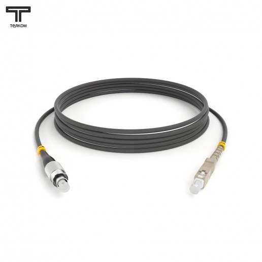ТЕЛКОМ ШОС-3.0-FC/U-LC/U-MM62-45м-LSZH-GY Шнур оптический соединительный simplex FC-LC 62,5/125 OM1 многомодовый MM (3.0мм) LSZH, длина 45м