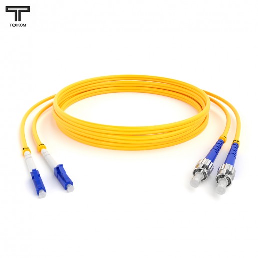 ТЕЛКОМ ШОС-2x3.0-2LC/U-2ST/U-SM-15м-LSZH-YL Шнур оптический duplex LC/UPC-ST/UPC 9/125 OS2 (G.652.D) одномодовый SM (3.0мм) LSZH длина 15м