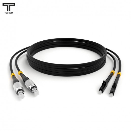 ТЕЛКОМ ШОС-2х3.0-2FC/U-2LC/U-MM50-0.5м-LSZH-BK Шнур оптический duplex FC/UPC-LC/UPC 50/125 OM2 многомодовый MM (3.0мм) LSZH, цвет черный, длина 0,5м