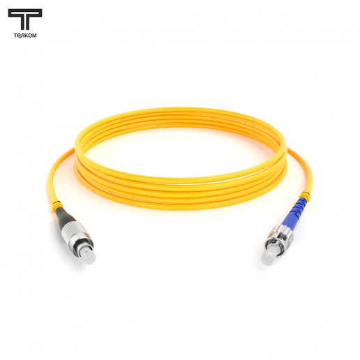 ТЕЛКОМ ШОС-3.0-FC/U-ST/U-SM-25м-LSZH-YL Шнур оптический simplex FC/UPC-ST/UPC 9/125 OS2 (G.652.D) одномодовый SM (3.0мм) LSZH, длина 25м