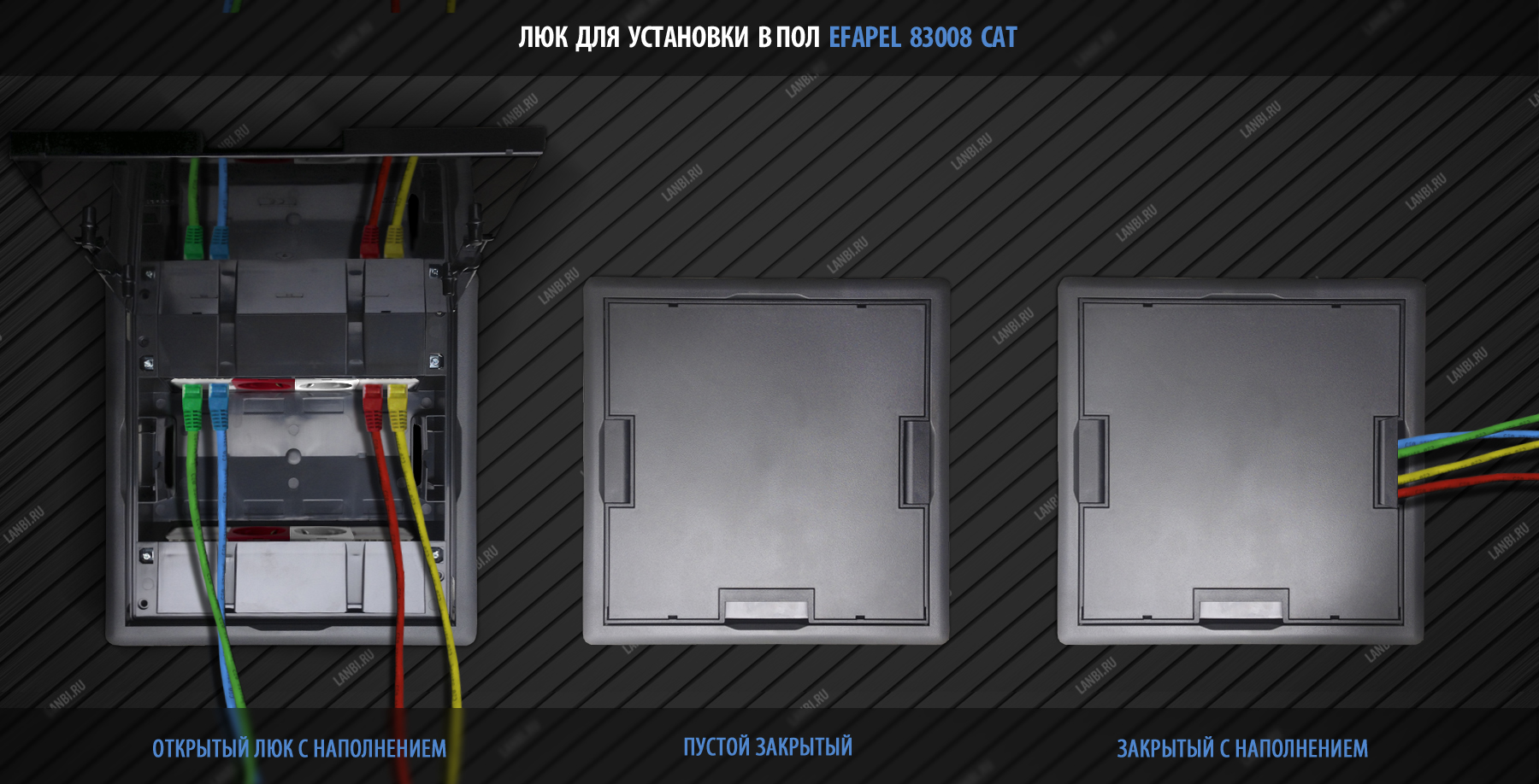 EFAPEL 83008 CAT | Люк для монтаже в пол на 8 розеток
