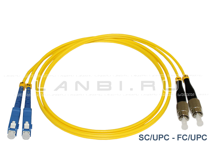 Оптический патч-корд SC/UPC-FC/UPC duplex 9/125 одномодовый длиной 10м